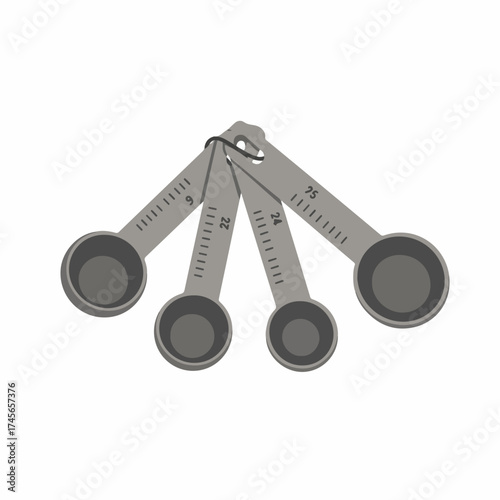 Minimalist Flat Lay Measuring Spoon Set Kitchen Utensil Illustration