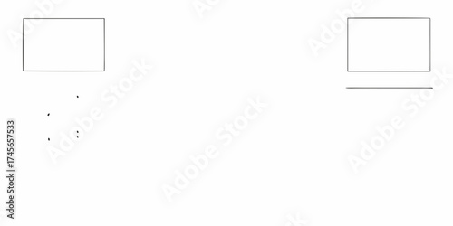 Minimalist abstract composition with scattered dots and geometric shapes on a white background