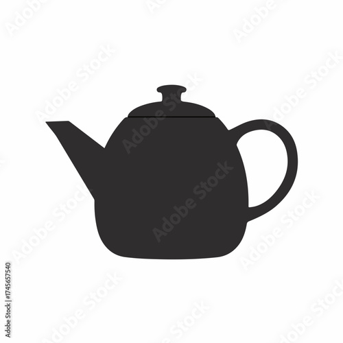 Simple Silhouette Teapot Shape Kitchenware Utensil Icon Illustration Design