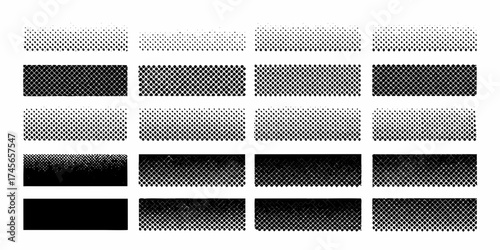 Collection of halftone dot patterns and gradients for graphic design and textures