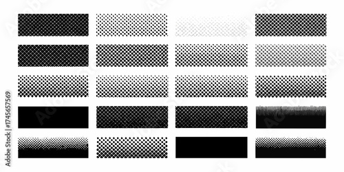 Collection of halftone dot patterns and gradients for graphic design and backgrounds