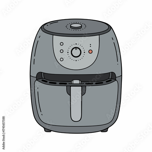 Line Art Simple Air Fryer Kitchen Appliance Equipment Illustration
