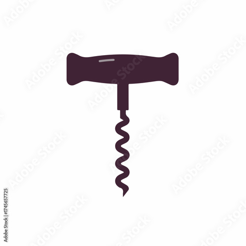 Minimalist Flat Style Metallic Corkscrew Tool for Opening Wine Bottles