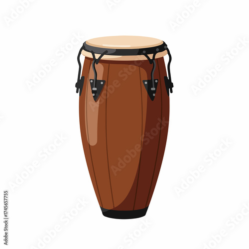 Detailed Handdrawn Ethnic Conga Drum Illustration Percussion Instrument Musical Equipment