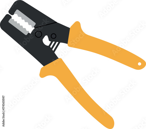Professional wire stripper tool yellow orange handle electrical repair vector