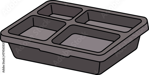 Reusable four compartment bento box eco friendly food container vector