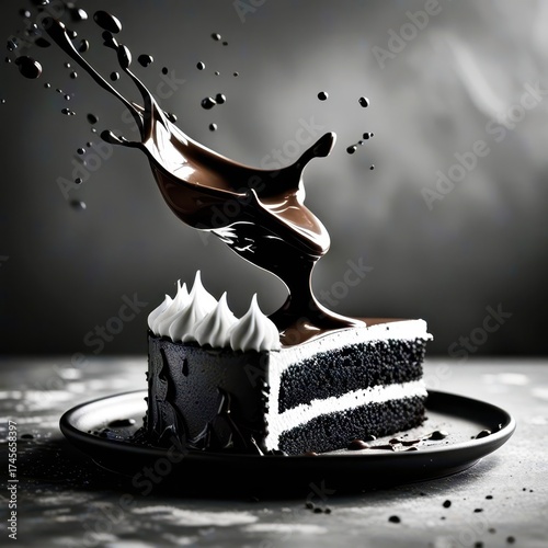 birthday cake with chocolate splash