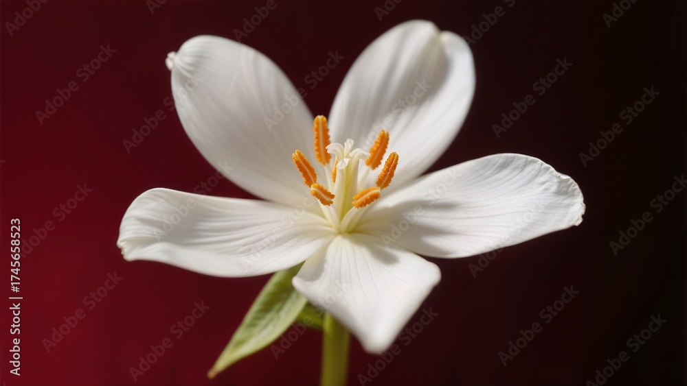 Fototapeta premium Delicate White Flower Red Background