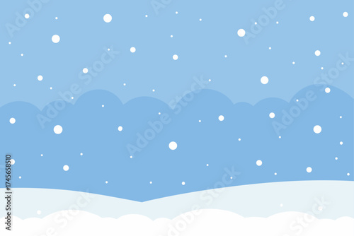 Christmas winter landscape with snow and trees, a cold season holiday illustration