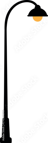 Classic street lamp post warm light isolated outdoor lighting fixture vector
