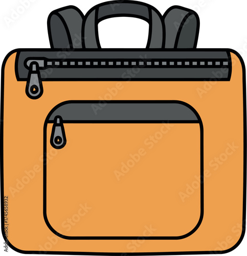 Bright orange backpack top view isolated on white vector