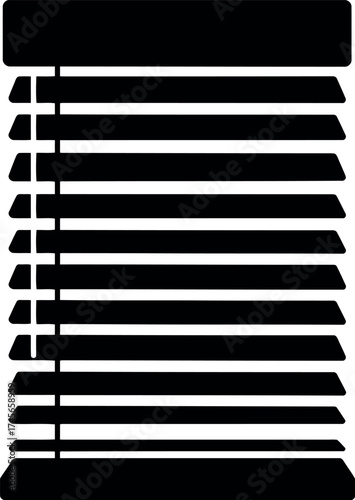 Sleek black horizontal blinds window covering modern interior design element vector