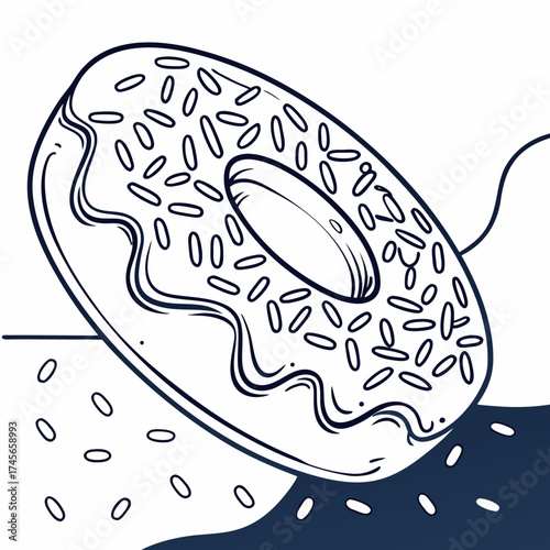 Sprinkled donut on a table, ready to be eaten