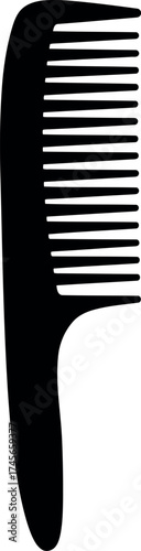 Black comb hair styling tool simple silhouette professional hairdresser equipment vector