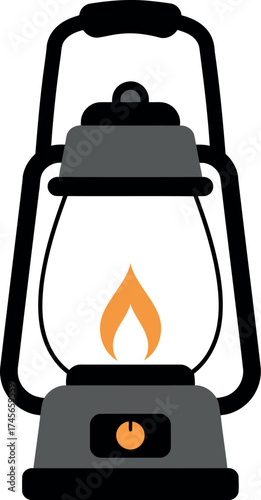 Vintage kerosene lantern flame camping light retro outdoor adventure vector
