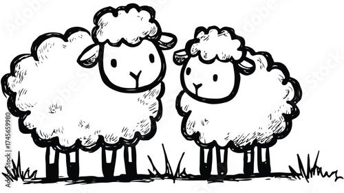 Cute Sheep Doodle Cartoon Drawing Style for Creative Projects