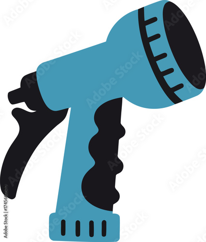 Adjustable spray nozzle for garden watering hose vector