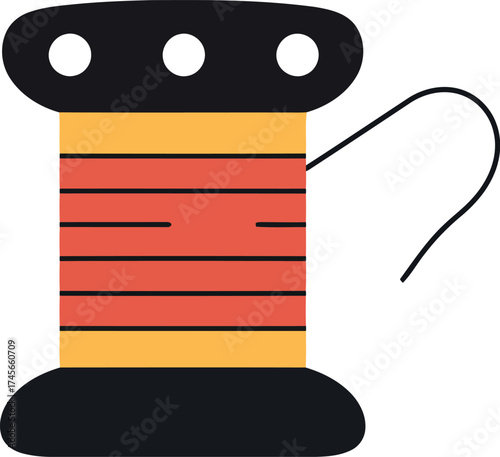Spool of thread needle craft supplies sewing hobby equipment vector