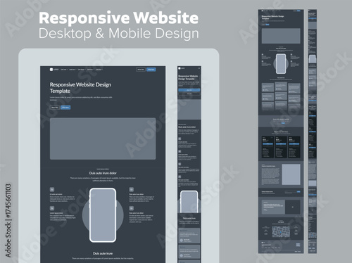 Elevate your creative process. This dark UI/UX wireframe template helps you move from idea to layout with speed and precision.