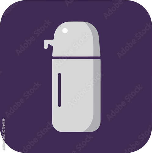 Modern monochromatic refrigerator with rounded top and narrow vertical handle on dark purple background