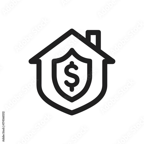 Financial safety concept of home protected by shield with dollar symbol transparent background