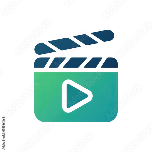 Gradient Movie Slate Icon Depicting Filmmaking and Video Production on transparent background