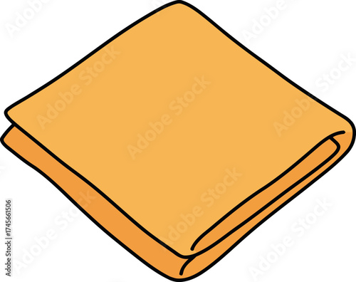 Folded orange fabric square simple flat lay illustration vector