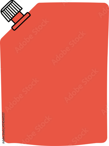 Red flexible pouch with cap for liquids and drinks vector