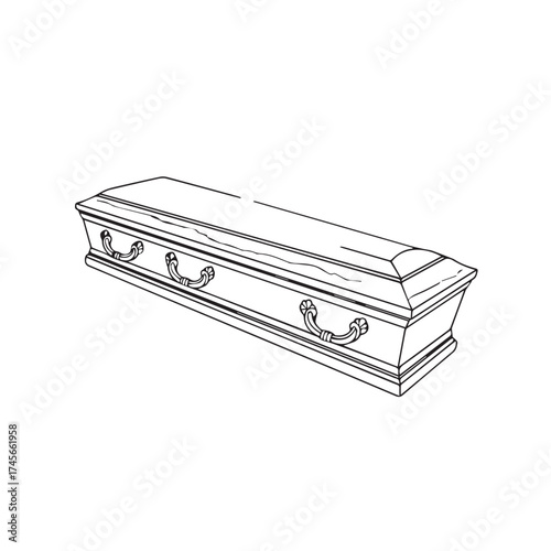 Vector art of a simple line drawing of a coffin