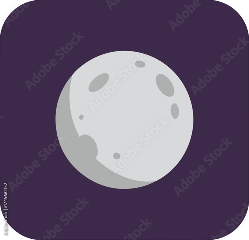 Three-dimensional moon with craters on a purple background