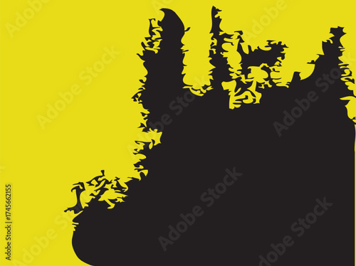 Yellow and black abstract grunge background with brushstroke textures.Modern abstract vector background with black and yellow grunge paint strokes, distressed street poster textures, urban art element