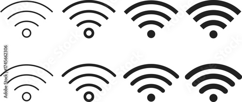 Wifi icon set. Wireless network symbol collection. Wi-fi and internet signal. internet connection sign