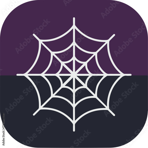 Minimalist spider web with deep purple and black background