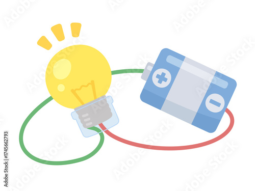 ソケットを付けた豆電球を乾電池につないでコンパクトにおさめたイラスト