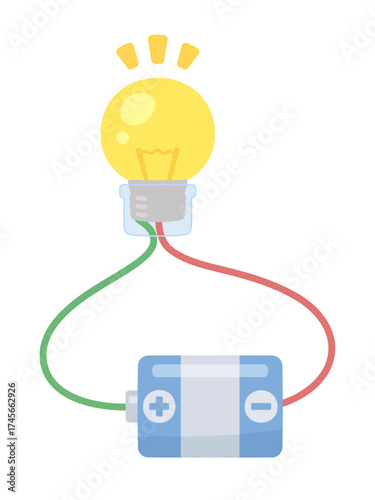 ソケットを付けた豆電球を乾電池によく見えるように縦につないだイラスト