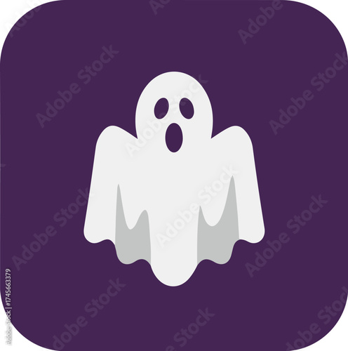 Digitally rendered ghost with expressive facial features on a deep purple background