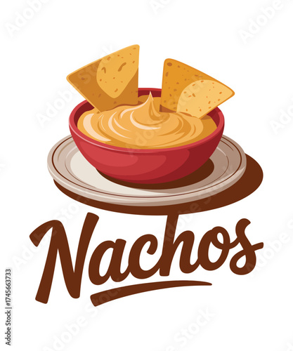 Delicious Nachos with Cheese Dip and Tortilla Chips