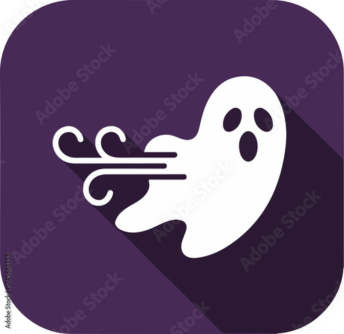 Spectral figure with large expressive eyes on a deep purple background