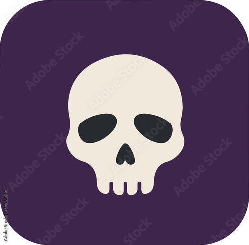 White skull on deep purple background