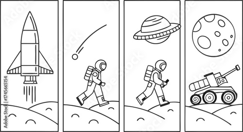 Inspiring space exploration themed bookmarks for kids, perfect for encouraging reading and learning about astronauts and planets in a fun way