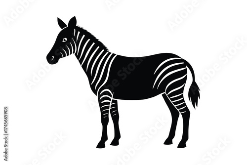 standing zebra silhouette vector icon
