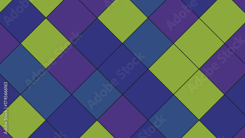 Abstract Rhombus Geometric Pattern Background with Olive Blue and Violet Colors