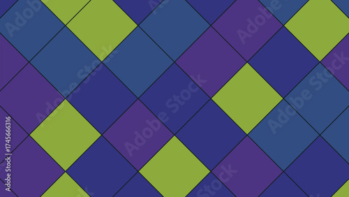 Abstract Geometric Pattern with Blue Purple and Green Diamond Shapes