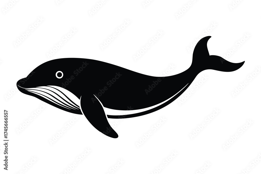 Fototapeta premium swimming whale silhouette vector icon