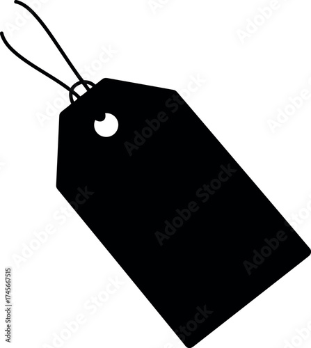 Blank black price tag with string vector