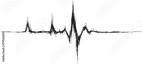 Heartbeat sketch hand drawn vector, irregular electrocardiogram line on white — stock vector