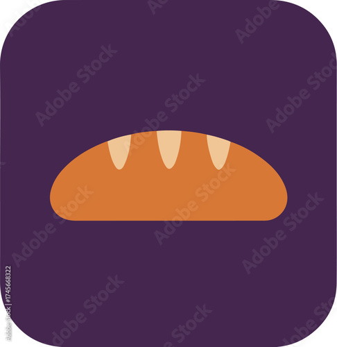 Single loaf of artisanal bread with diagonal slashes on deep purple background
