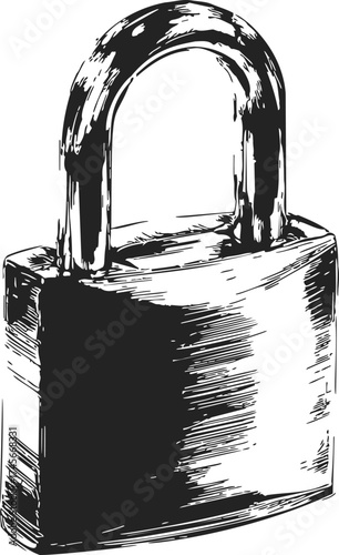 Padlock sketch hand drawn security lock illustration — stock vector