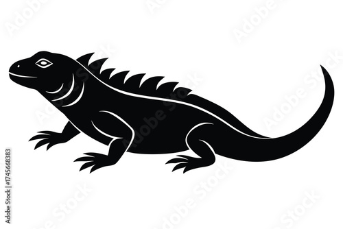 crawling iguana silhouette vector icon