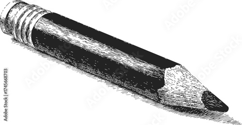 Pencil sketch hand drawn detailed illustration with eraser and shading — stock vector